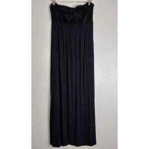 Soma Torn Flower Appliqué Bodice Strapless Maxi L Black 1530